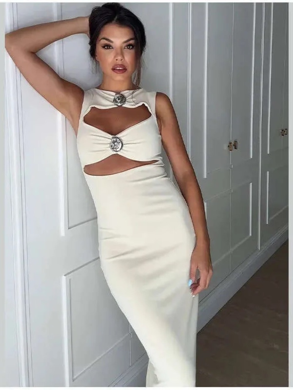 NWT Zara Conch Shell dress in beige. Size XL - Picture 6 of 9
